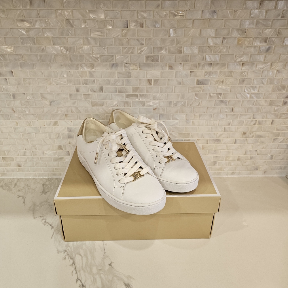 Michael Kors White Sneakers With Gold Accents